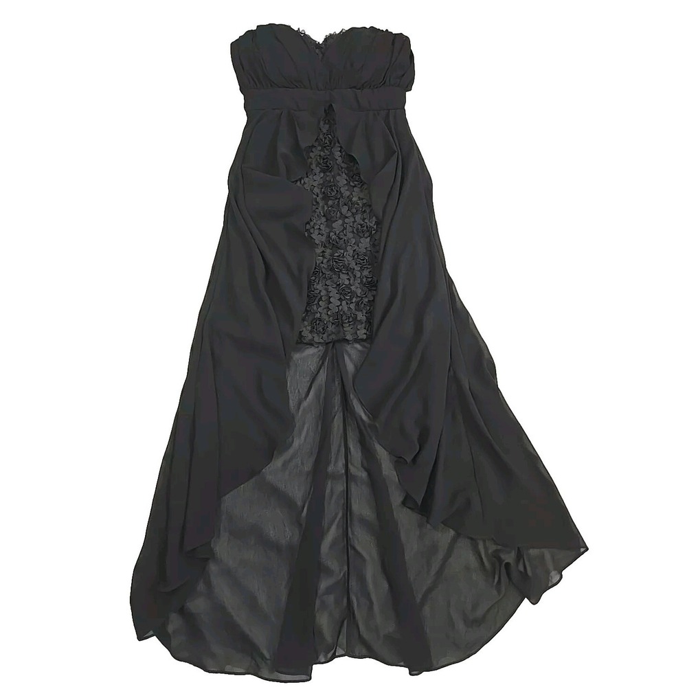 Tawny Strapless Sweetheart Short Dress with Long Chiffon Overlay Size M  Vintage